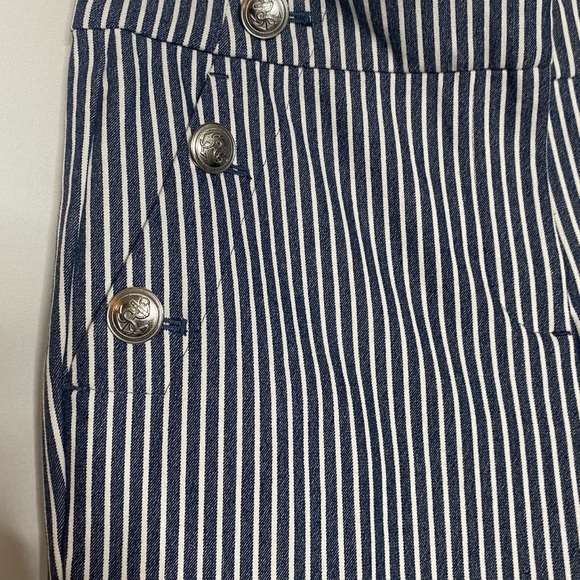 LOFT Striped Navy and White Cropped Pants Stretchy THE RIVERA SLIM runs big - Picture 7 of 9